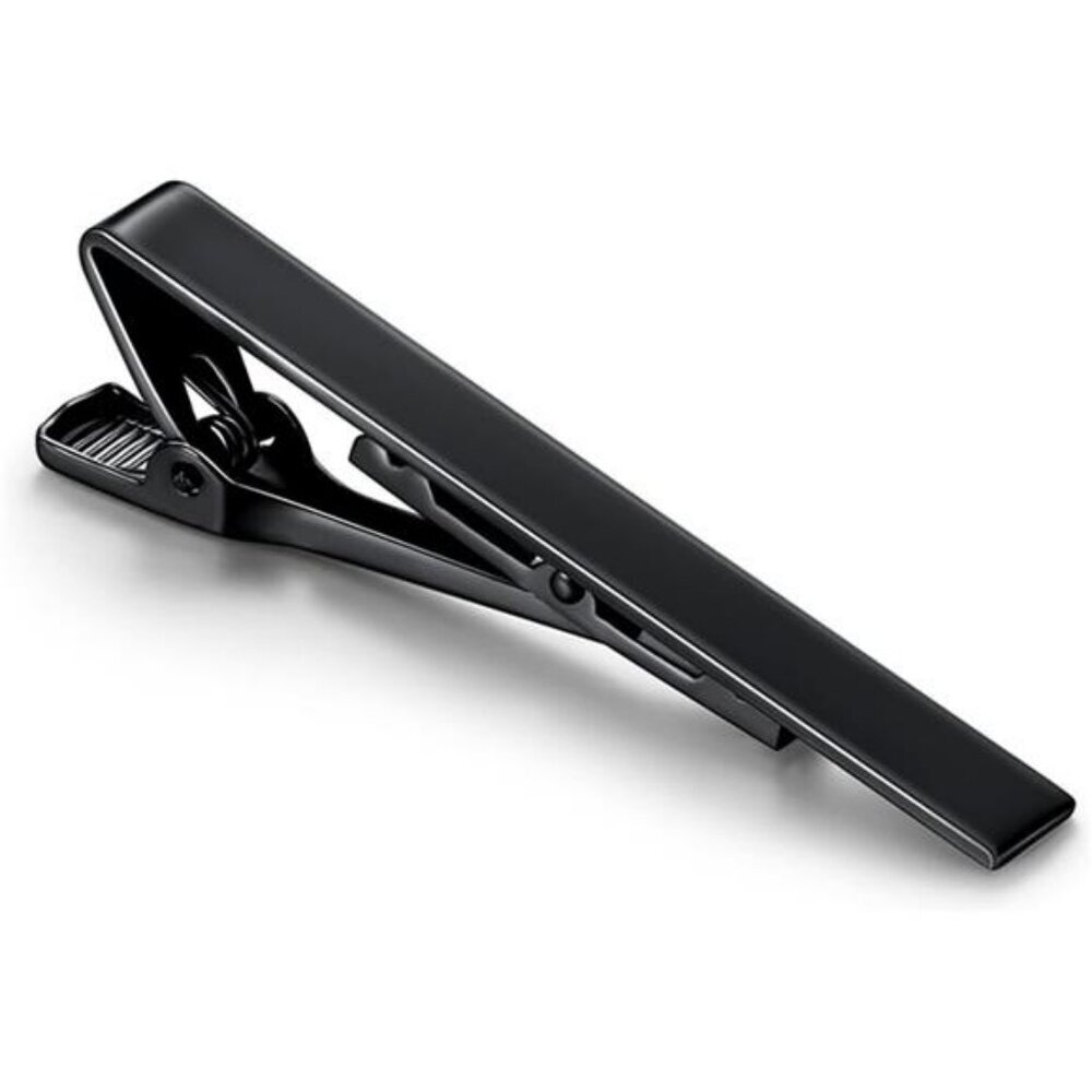 Mens tie clip set black gold silver tie bar for wedding business formal gift